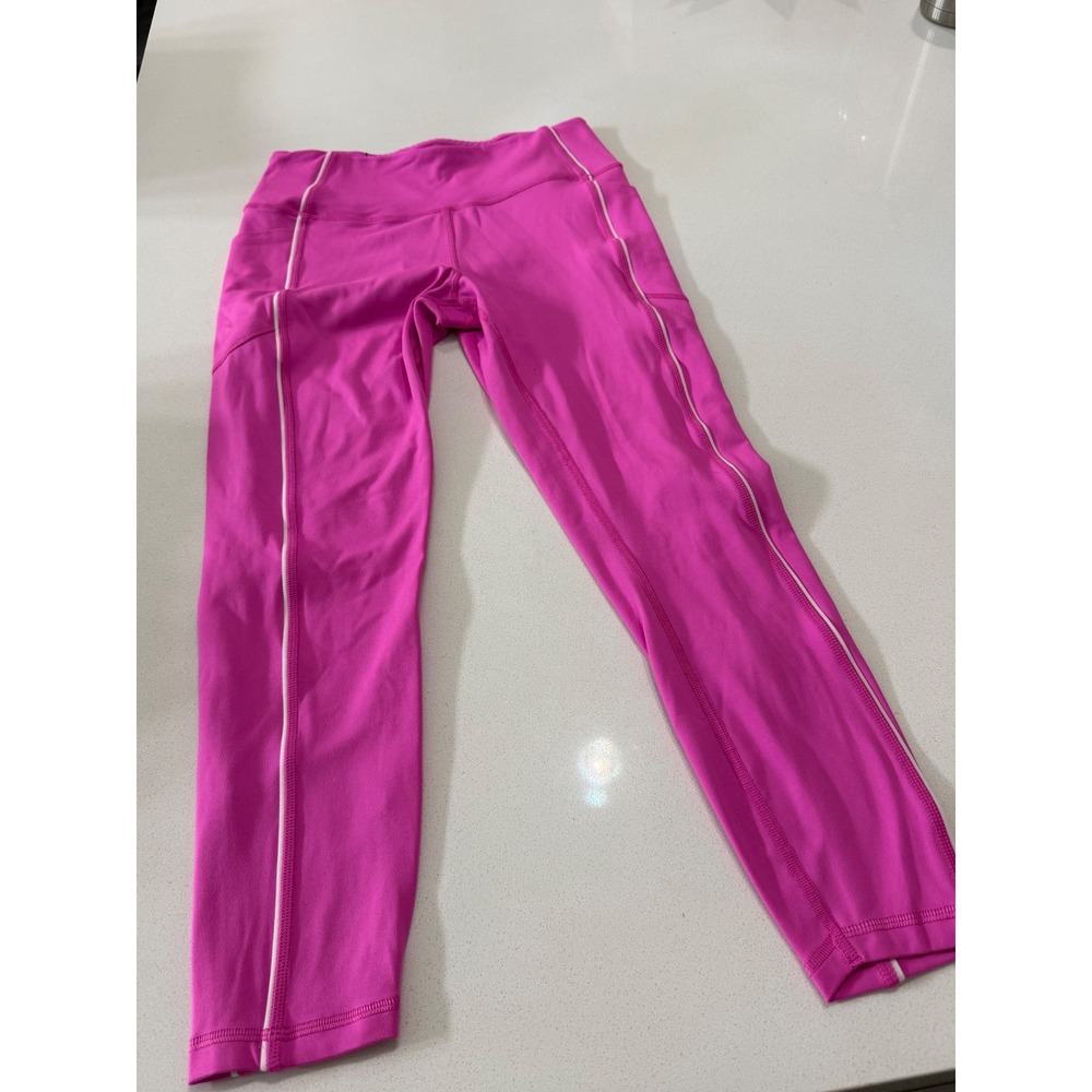 Victorias Secret‎ Womens Pink White Contrast Piping Pocket Leggings Medium Short